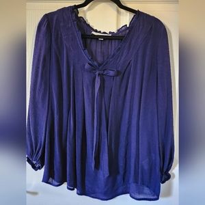 Navy blue linen style blouse